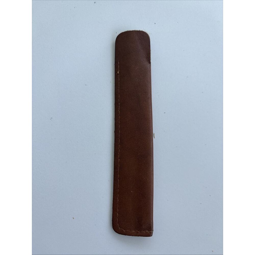 Vintage Brown Leather Single Pen Holder Fountain Pen Pencil Case Sleeve